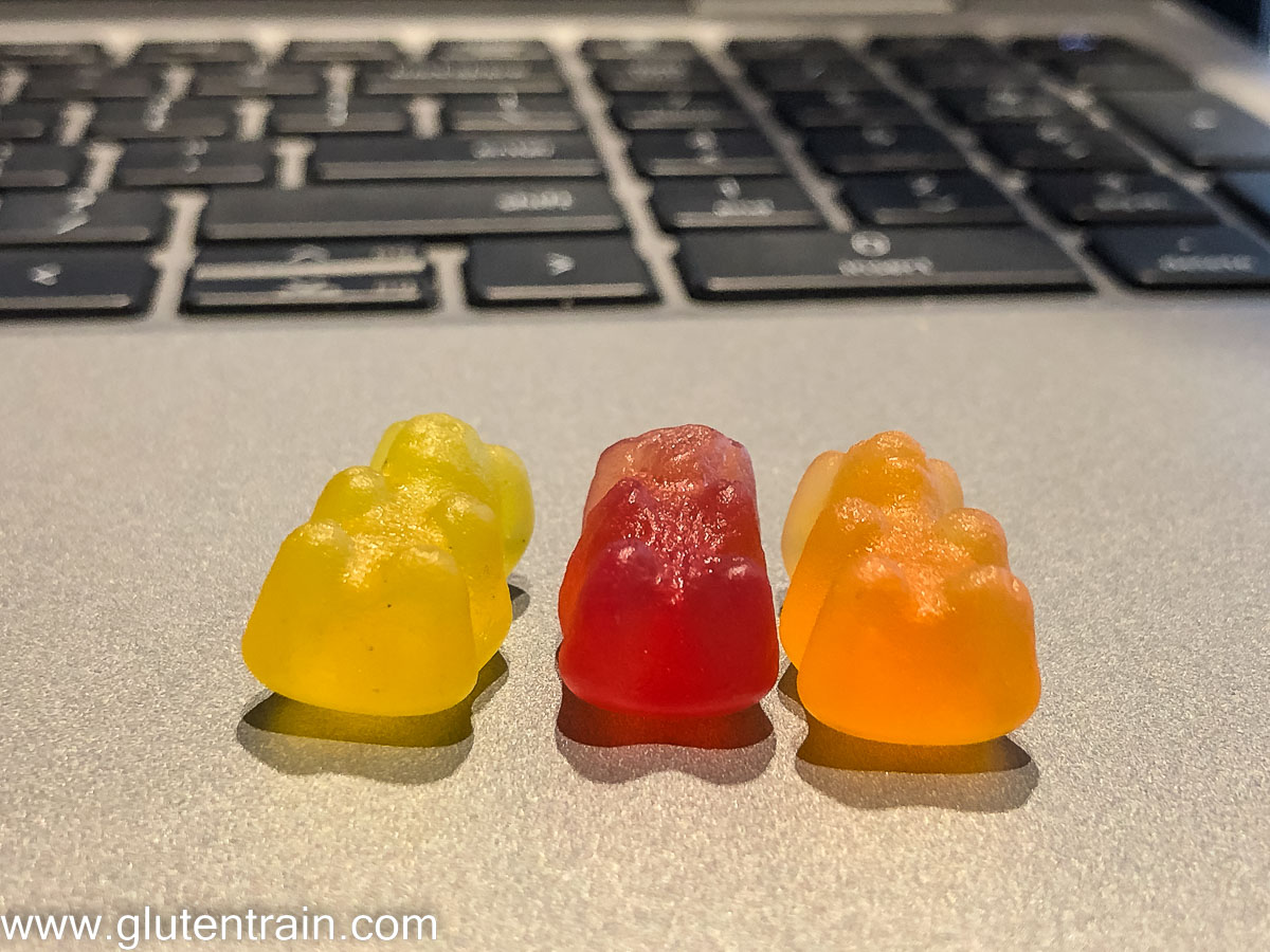 Gummy bears in front of a keyboard